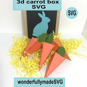 3D bunny carrot box  SVG, 3D Carrot favor box Svg, Carrot treat box  gift box svg, Spring theme box svg, 3D box svg, Easter candy box svg