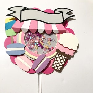 Ice Cream Shop Shaker Cake Topper SVG : Cricut, Lollipop, macaron (téléchargement numérique)