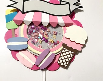 アイスクリームショップシェイカーケーキトッパーSVG：クリカット、ロリポップ、マカロン（デジタルダウンロード）