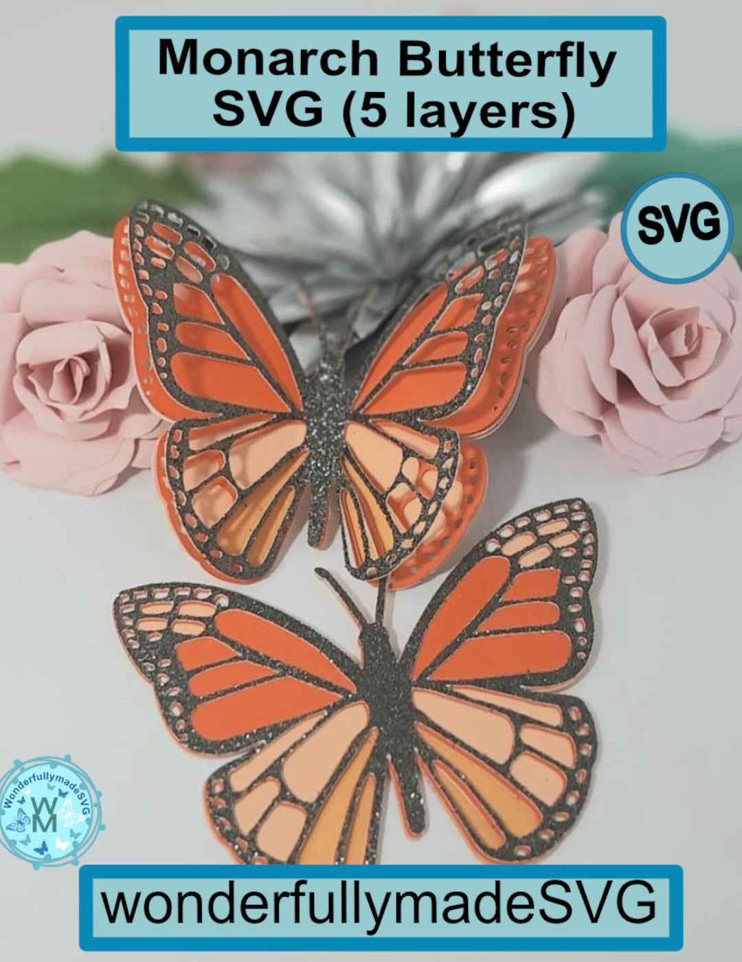 Monarch Butterfly SVG, Monarch Butterfly Template, 3D Monarch Butterfly