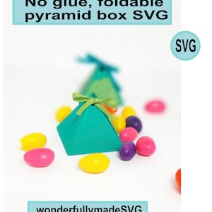 No glue foldable pyramid box svg, foldable pyramid box svg, triangle favor box svg, wedding favor box svg, foldable favour box svg