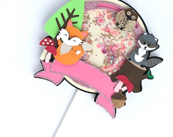 森をテーマにしたシェイカートッパー、森をテーマにしたシェイカートッパーSVG、動くケーキトッパー、