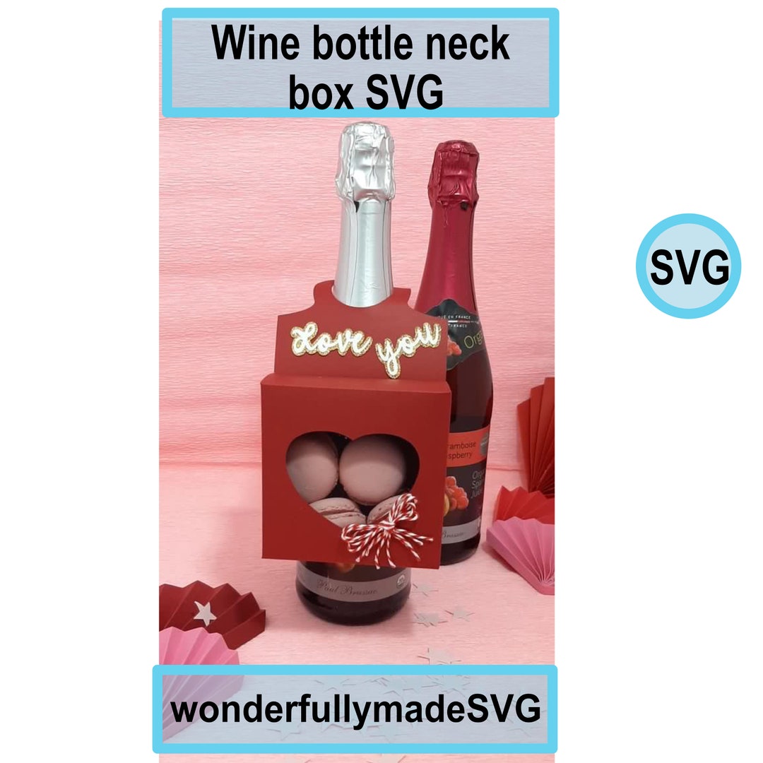 Wine Bottle Neck Box Svg, Bottle Neck Favour Box Svg, Bottle Hanging