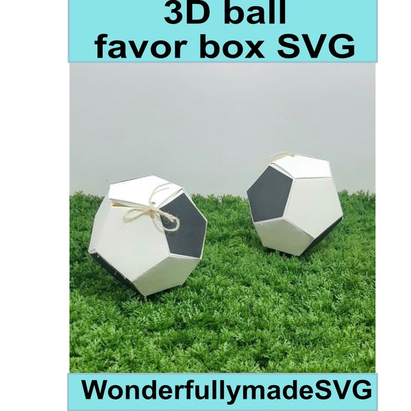 3D ball SVG, 3D ball favour box svg, party favour ball SVG, SVG cut file, football favour box svg, ball favour box template, paper ball svg