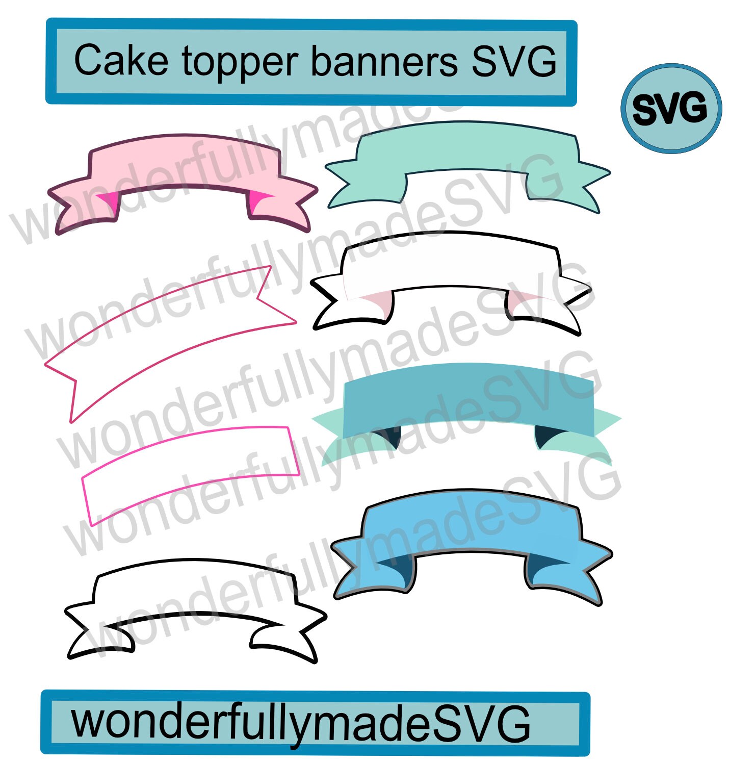 Mini Banner SVG Pennant Svg Cake Topper Banner Svg Banner Etsy Australia
