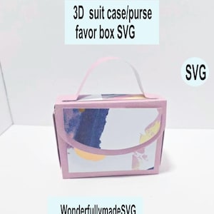 3D suitcase favor box SVG, paper purse svg, suitcase SVG, rectangular box SVG, favor box svg,  diy favor bag svg