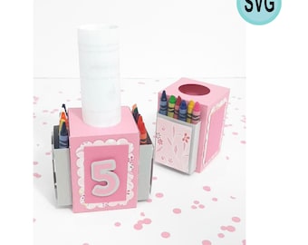 Coloring Activity Box SVG Template: Crayon Holder, Wedding Favor (Digital Download)