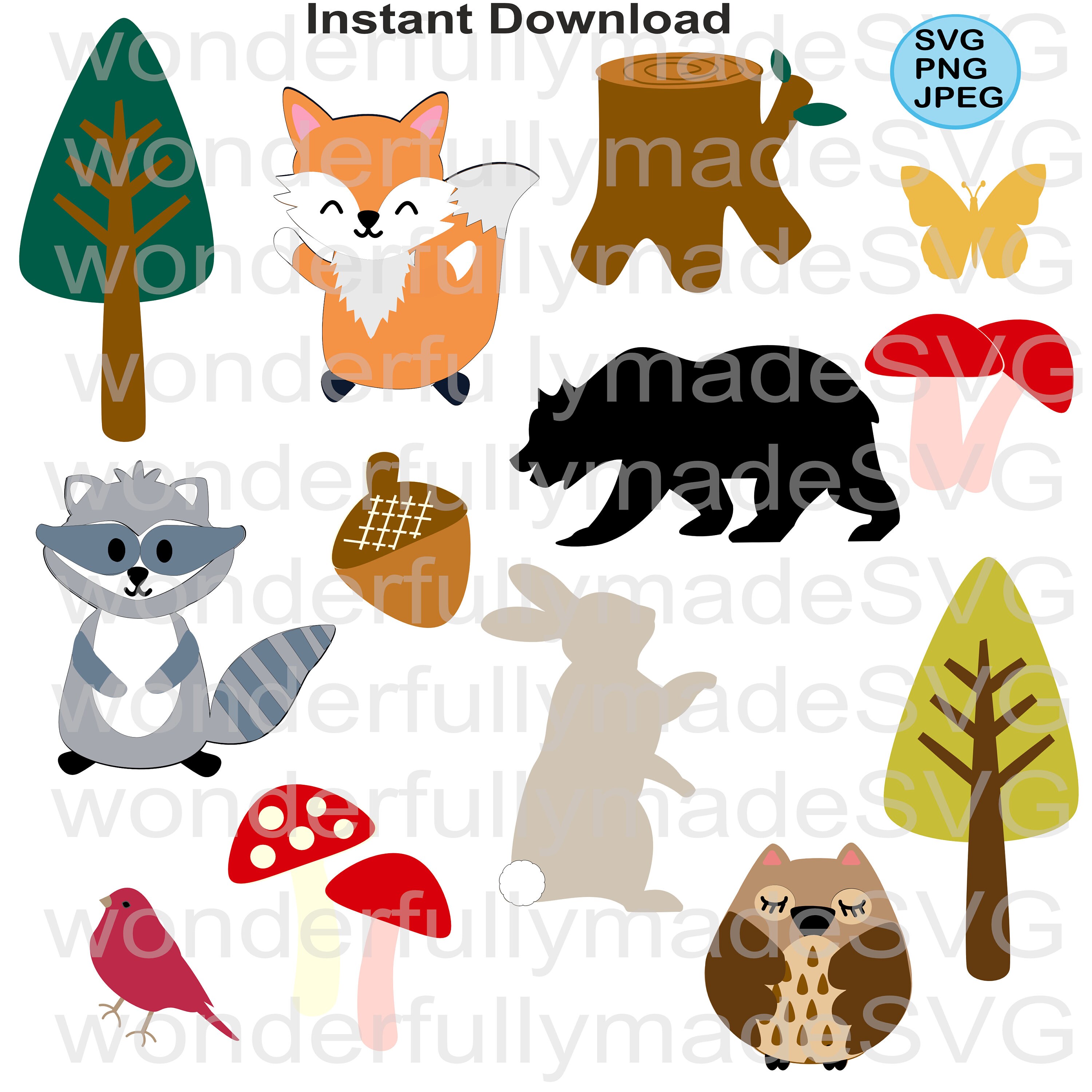 Woodland theme svg Woodland animals svg Forest theme animals | Etsy