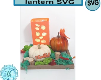 カボチャの提灯SVG、秋の感謝祭の装飾（デジタルダウンロード）
