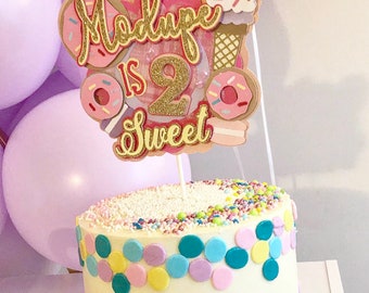 Two Sweet Cake Topper SVG: Donut Theme, Second Birthday (Digital Download)