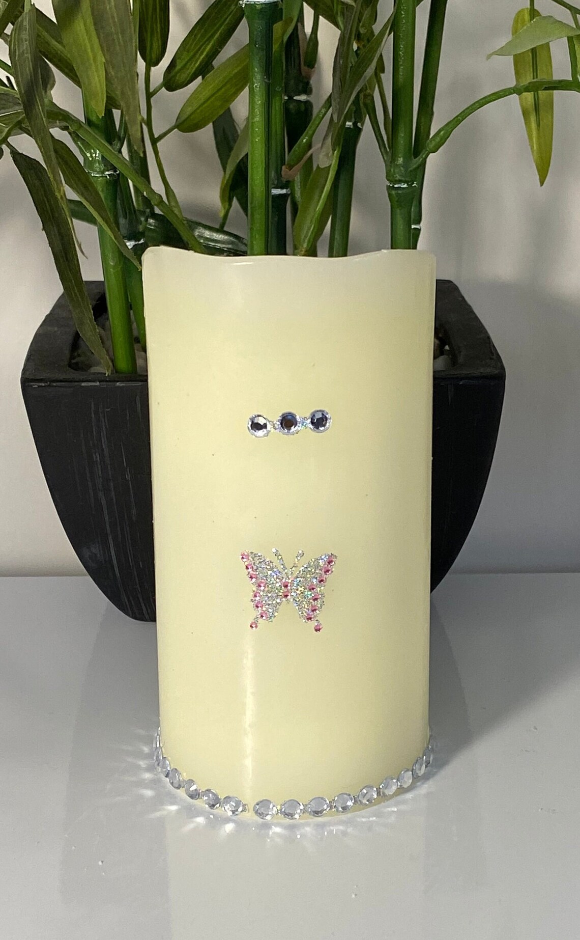 LED Decoupaged Candle / Butterfly design / 6 LED Candle Etsy
