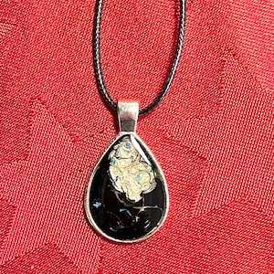 Enamel style Poured art / Unique tear drop pendant / unique gift / silver choker / wearable art /  Christmas Present / Unique Gift