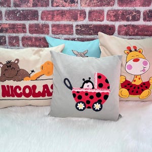 Personalized Handmade Punch Needle Baby Pillow Cover – Custom Nursery Decor
