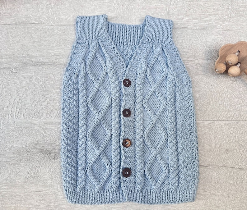 Baby Sweater Vest, Handknit Kids Button Front Vest, Toddler Sweater