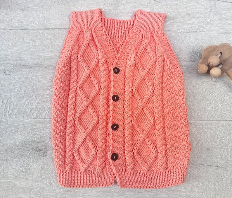Baby Sweater Vest, Handknit Kids Button Front Vest, Toddler Sweater