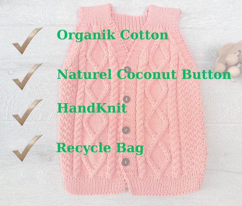 Baby Sweater Vest, Handknit Kids Button Front Vest, Toddler Sweater