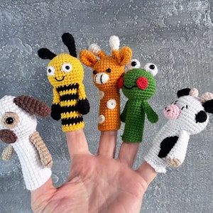 Organic Farm Animal Finger Puppet,Crochet Finger puppets, Handmade Finger Puppets Toy