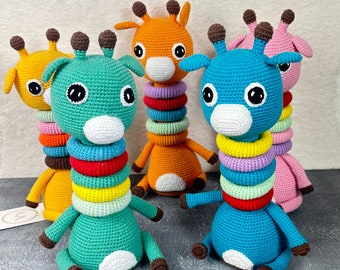 Educational  Giraffe Toy For Baby and Kids, Amigurumi  Animal Figure  Montessori Toys, Crochet Childeren Toys