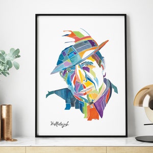 Leonard Cohen art, Leonard Cohen print, Montreal art, Leonard Cohen painting, Leonard Cohen poster, Cohen portrait, Hallelujah, Cohen quote