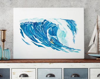 Ocean wave art, wave wall art, surf print, surf art, coastal prints, California wall art, surfer wall decor, surf poster, ocean blue decor