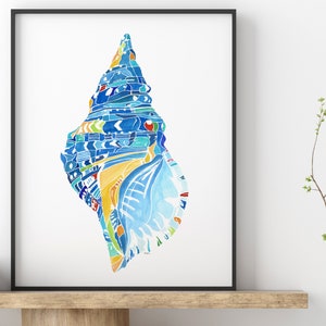 Seashell art, coastal prints, nautical wall art, bathroom wall art, blue coastal prints, shell art, seashell decor gift, bathroom prints