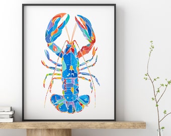 Blue Lobster, Urodziny Homara, Dekoracja ścienna Homara, Wydruk artystyczny Homara, Sztuka Homara, Dekoracja Homara, Wydruk Blue Lobster, Prezenty Homara