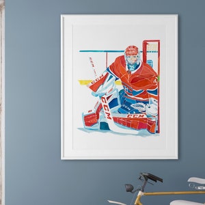 Carey Price poster, Montreal Canadiens hockey wall art, hockey prints, Canadiens goalie painting, sports artwork, kids wall decor, NHL fan image 2