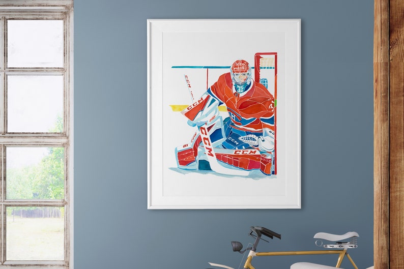 Carey Price poster, Montreal Canadiens hockey wall art, hockey prints, Canadiens goalie painting, sports artwork, kids wall decor, NHL fan image 2