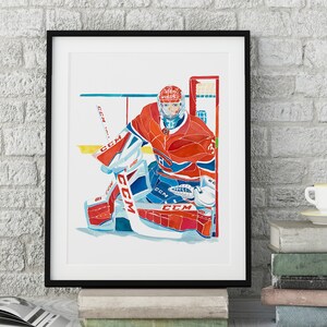 Carey Price poster, Montreal Canadiens hockey wall art, hockey prints, Canadiens goalie painting, sports artwork, kids wall decor, NHL fan image 3