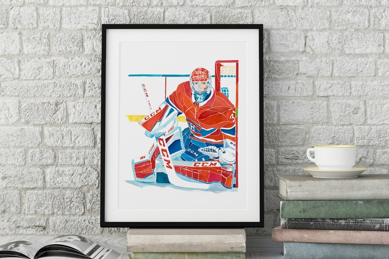 Carey Price poster, Montreal Canadiens hockey wall art, hockey prints, Canadiens goalie painting, sports artwork, kids wall decor, NHL fan image 3
