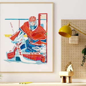 Carey Price poster, Montreal Canadiens hockey wall art, hockey prints, Canadiens goalie painting, sports artwork, kids wall decor, NHL fan image 4