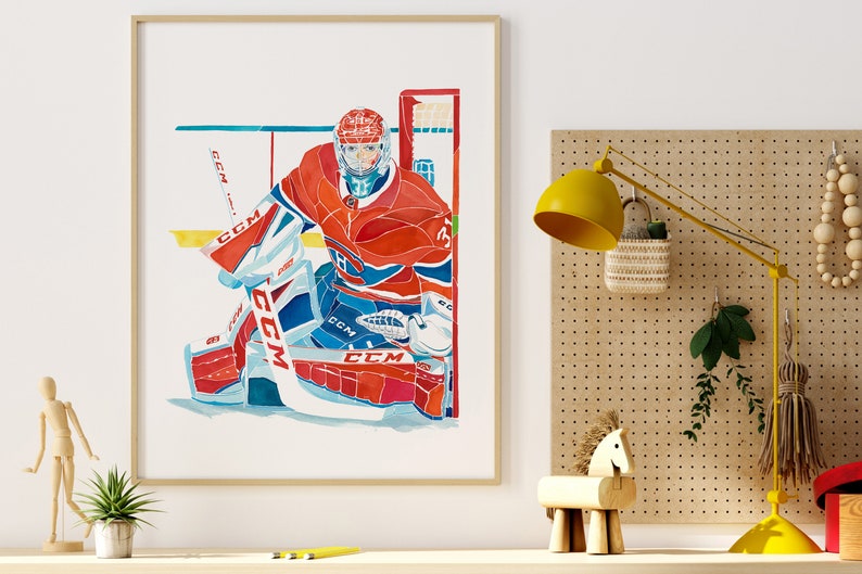 Carey Price poster, Montreal Canadiens hockey wall art, hockey prints, Canadiens goalie painting, sports artwork, kids wall decor, NHL fan image 4