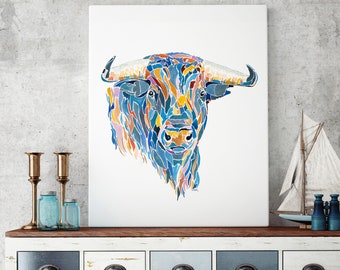 Bull, Bull Print, Bull Head, Bull Art, Bull Prints, Taureau, Taureau Art, Contemporary Art, Modern Art, Living Room Print, Wall Art, Bulls