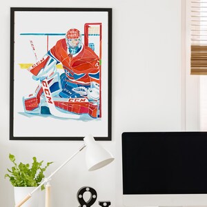 Carey Price poster, Montreal Canadiens hockey wall art, hockey prints, Canadiens goalie painting, sports artwork, kids wall decor, NHL fan image 5