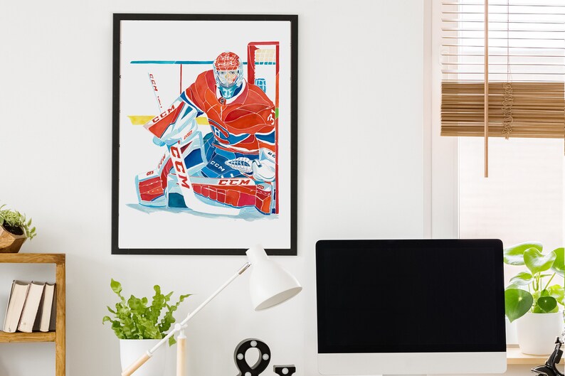 Carey Price poster, Montreal Canadiens hockey wall art, hockey prints, Canadiens goalie painting, sports artwork, kids wall decor, NHL fan image 5