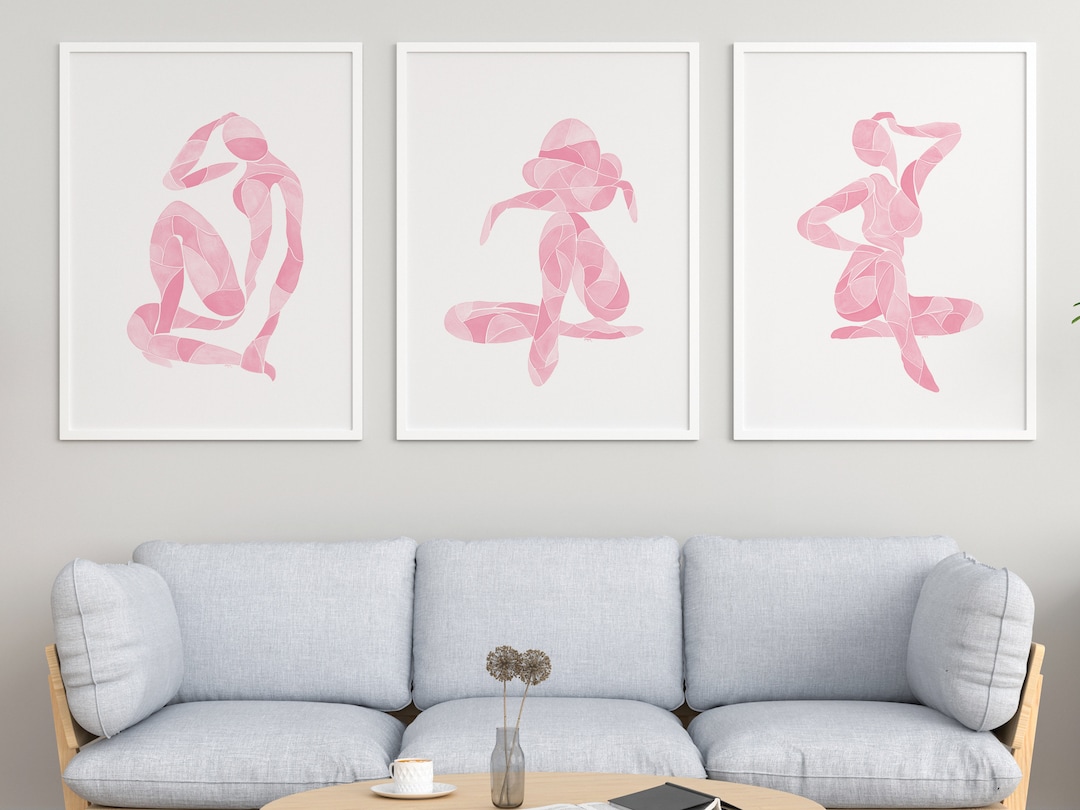 Pink Art Prints, Gallery Wall Set, Blush Pink Decor, Set of 3 Prints ...
