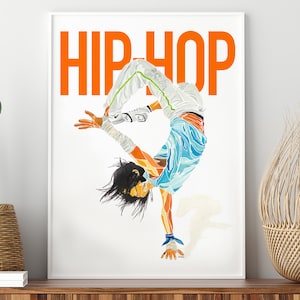 Hip Hop wall art print, streetdance decor, dance teacher gifts, dance studio decor, teen or kids bedroom prints, dance poster, breakdance