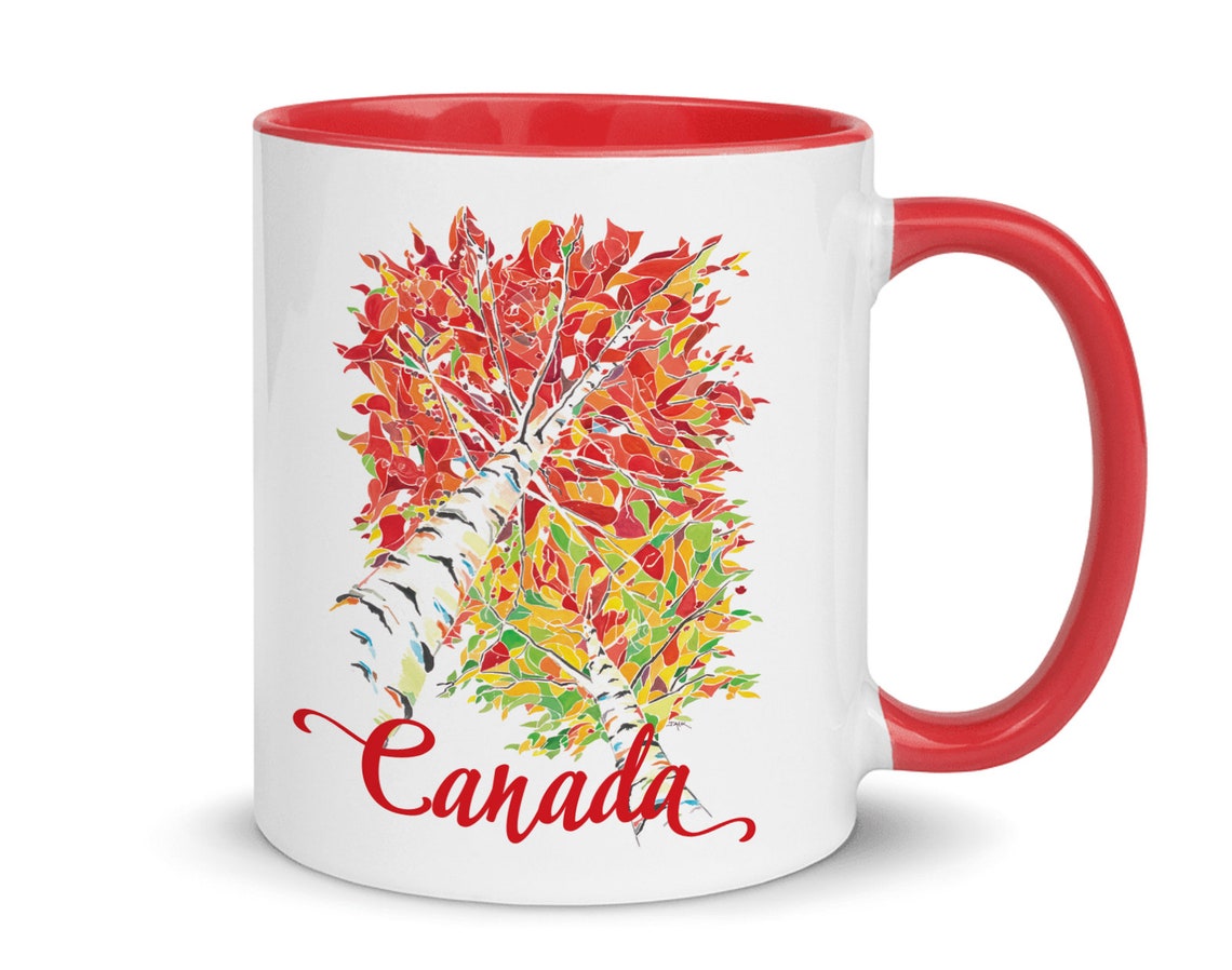 Canada Coffee Mug Fall Colours Red Coffee Cup Autumn Etsy