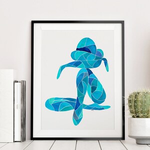 Contemporary art, Matisse inspired, Abstract wall art, Minimalist style, Blue wall decor, Woman painting, Silhouette art, Nudeart painting