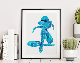 Contemporary art, Matisse inspired, Abstract wall art, Minimalist style, Blue wall decor, Woman painting, Silhouette art, Nudeart painting