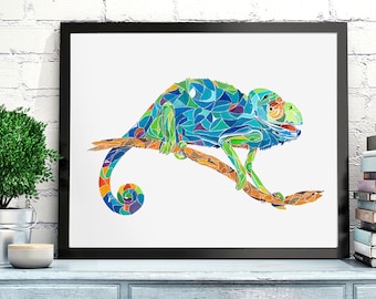 Chameleon Wall Art, Chameleon Print, Chameleon Prints, Lizard Art Print, Amphibian Print, Lizard Wall Art, Chameleon Art Print, Wall Print