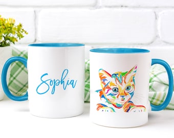 Cat mug personalized, cat mom mug, cute cat mug, cat gift for cat lovers, personalized coffee mug, kitten mug, cat mug with personalization