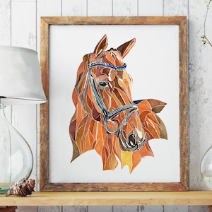 Horse wall art, Animal lover print, Watercolor painting, Equastrian decor, Horse lover gift, Rustic home decor, Girl bedroom, Animal print