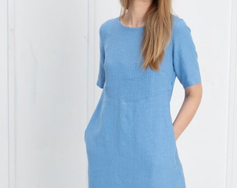 100% Linen Dress With Hand Embroidery/ 1212