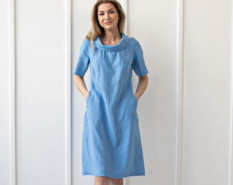 100% Pure Linen Dress/ 1209