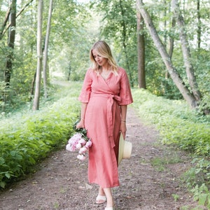 Strój ciążowy Strój na babyshower lniana sukienka maxi Macierzyństwo długi szal 100% lniana sukienka Lniana sukienka ciążowa Lniana sukienka Plus rozmiar 1202