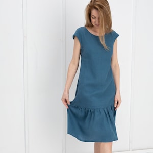 100% Pure Linen Dress, Midi Dress/ 1233