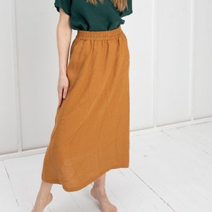 100% Linen Skirt With Hand Embroidery/ 1512