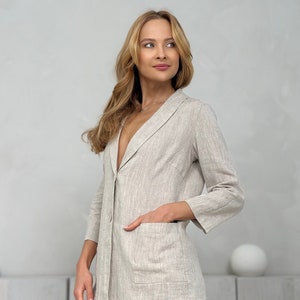 100% Linen Jacket For Women/ Flax Summer Coat/ 1514 image 2