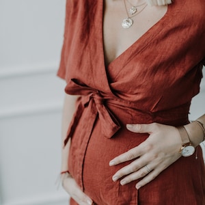 Maternity 100% Linen Dress, Loose Linen Pregnancy Dress/ 1282